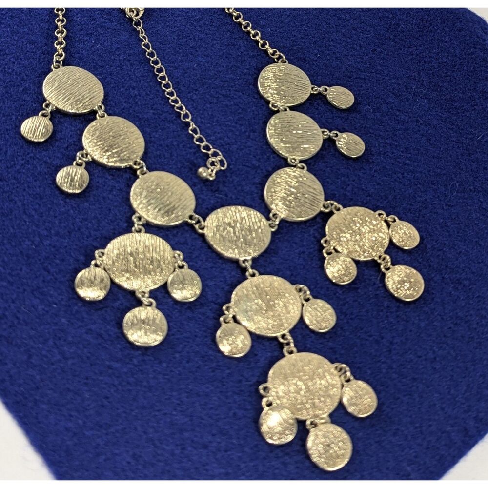 Brushed Metal Disc Bibb Necklace